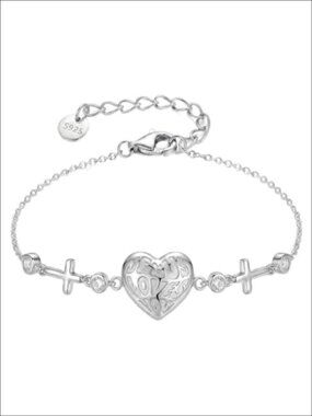 925 Sterling Silver Faith Cross Bracelet Jesus Loves You Charm